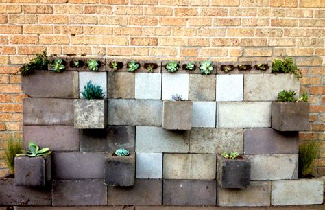 Cinder Block Planter And Succulent Brick Wall Society Bride Planted
