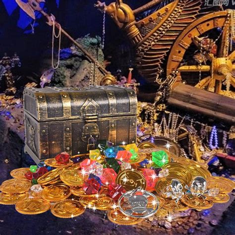 Retro Treasure Chest For Kids 100 Plastic Gold Coins100g Etsy