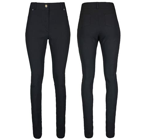Girls Black High Waist Trousers School Work Stretch Super Skinny Pants 9 16 Ebay