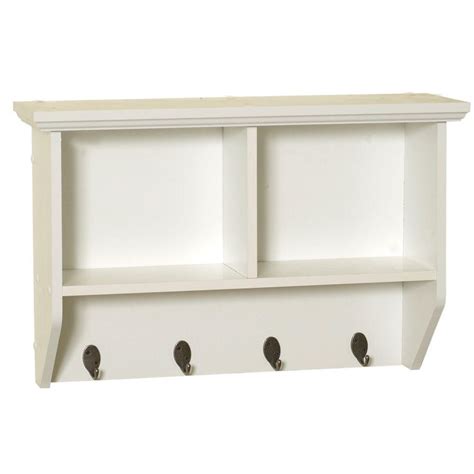 White and natural pine wood wall shelf with bar. Zenith Collette 23 in. W Wall Cubby Shelf in White-9924WWA ...