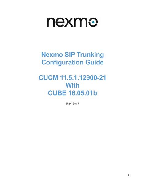 Pdf Nexmo Sip Trunking Configuration Guide Cucm Pdf Filethis Configuration Guide Provides
