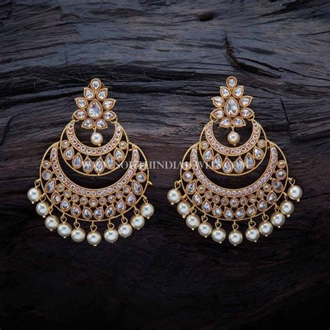 Gold Plated Antique Chandbali Earrings South India Jewels