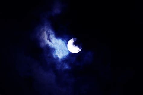 Moon At Night Covered With Clouds Free Image Download
