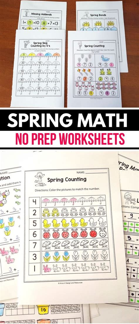 Free Spring Math Worksheets And Activities For Preschool Kindergarten
