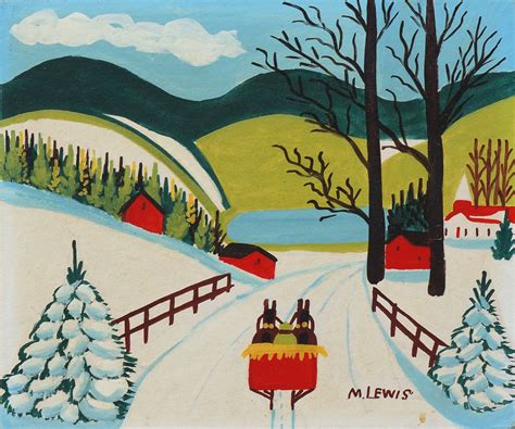 Red Sleigh In Winter By Maud Lewis At Cowley Abbott Maud Lewis