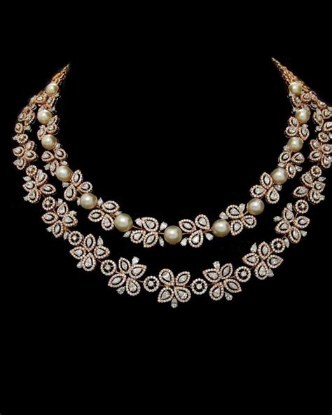 Gorgeous Diamond Pearl Necklace From Aarni By Shravani South India Jewels