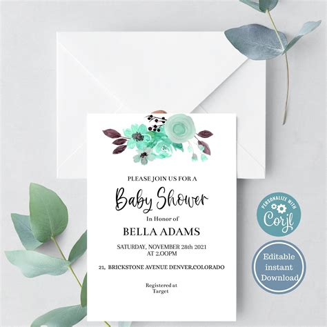 Teal Baby Shower Invitation Baby Shower Invitation Gender Etsy Uk