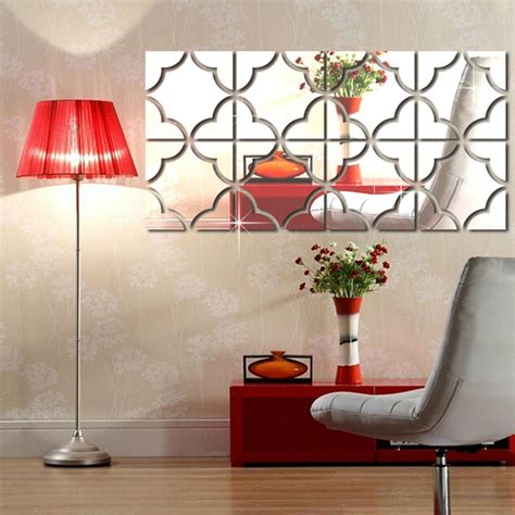 4pcs Set Self Adhesive Mirror Tile 3d Wall Stickers Decal Art Home