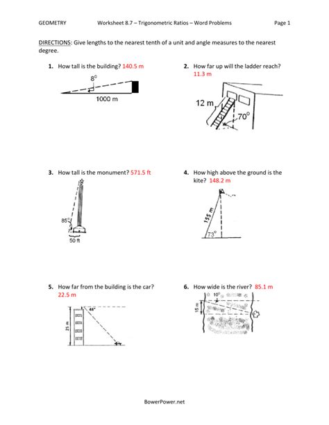 Trigonometric ratios of the angles θ sin θ cos θ tan θ cot θ 30° 45 ° 60°. Trigonometry Ratios In Right Triangles Worksheet | Kids Activities
