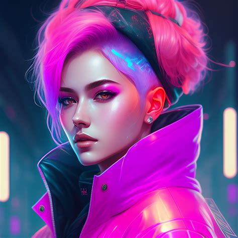 Lexica Detailed Portrait Neon Girl Cyberpunk Futuristic Neon Short