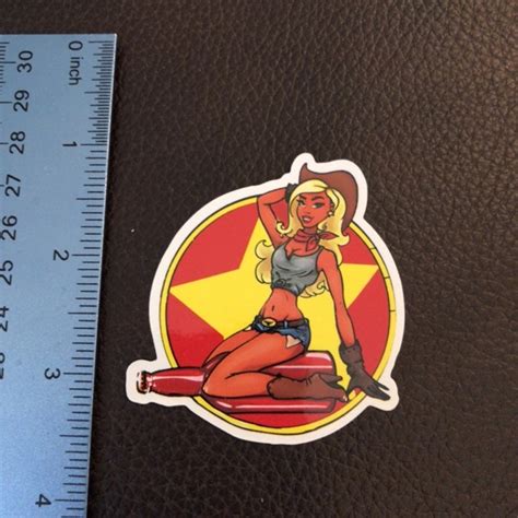 Free Pin Up Girl Riding Beer Bottle Sticker Stickers