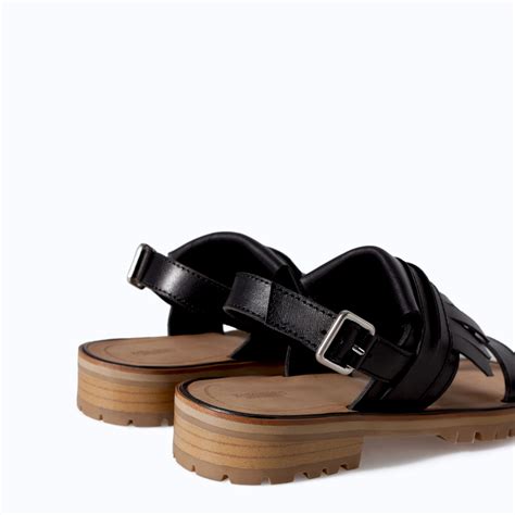 Zara Leather Sandals With Fringes In Black Lyst
