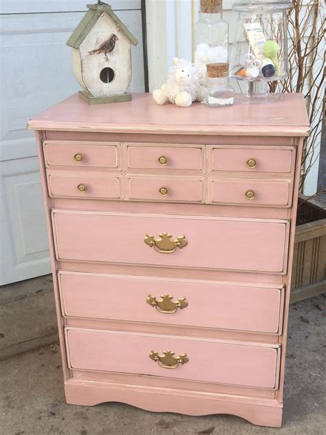 Little Girls Dresser Painted Pink Distressed And Stained Dark Walnut