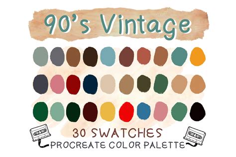 90s Vintage Procreate Color Palettes Instant Download Procreate Color