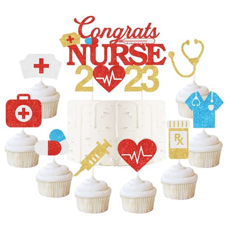 Buy Congrats Nurse 2023 Cake Topper Nurse Cupcake Toppers 2023