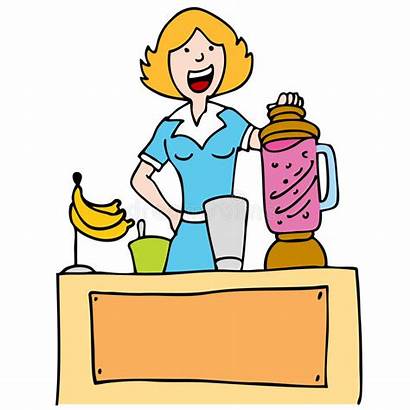 Smoothie Clipart Demonstrate Banana Making Woman Demonstration