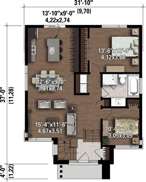 House floor plans 1 story. The Cambridge, a Modern One-Story, 2-Bedroom House Plan