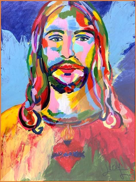 Andjesucristoand Jesus Christ Painting Colorful Abstract Realism Painting