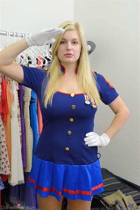 busty blonde danielle flashes her big tits and bald pussy in the uniform shop pornpics de