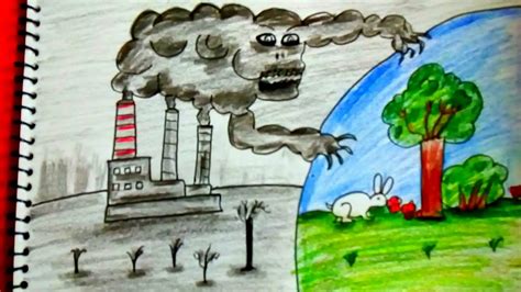 How To Draw Scenery Of Environmental Pollution Save Earth Save Life Step By Step Youtube