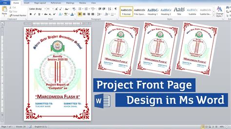 How To Make Front Page Design In Ms Word School College Project Front
