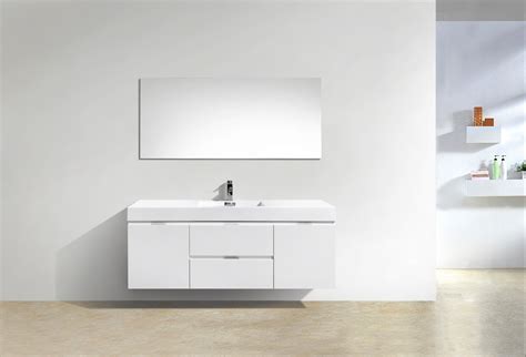 Bathroom vanity sinks come in a wide variety of styles and materials, and choosing the right sink for your bathroom vanity can greatly improve the appearance and efficiency of your bath space. Bliss 60" High Gloss White Wall Mount Single Sink Bathroom ...
