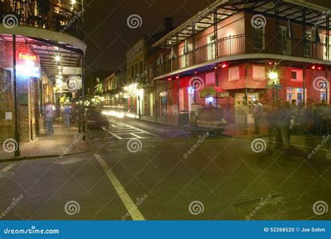 Night Life With Lights On Bourbon Street In French Quarter New Orleans Louisiana Editorial