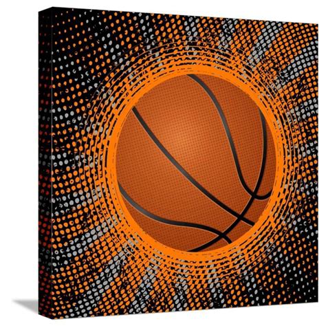 Abstract Grunge Basketball Illustration Gallery Wrapped Canvas Print