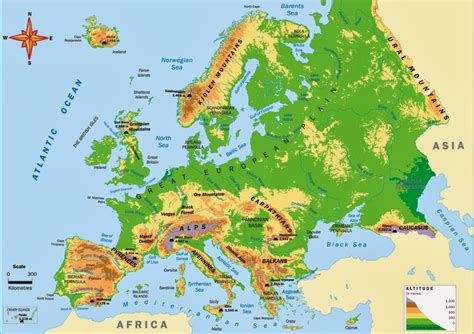 Europe Map With Physical Features Map