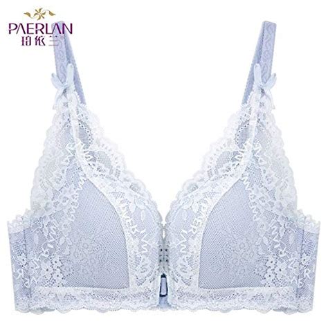 Buy Paerlan Push Up Thin Lace Bra Floral Bow Front Closure Seamless Wire Free Small Breast White