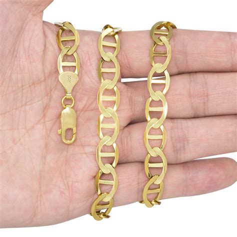 10k Yellow Gold Solid Mens 9mm Mariner Anchor Gucci Link Chain Necklace