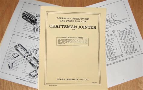Craftsman Jointer Owner S Operator S Parts Manual