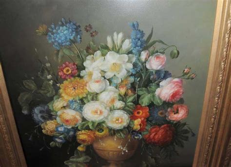 Dutch Still Life Oil Painting Floral Vases Gilt Frame