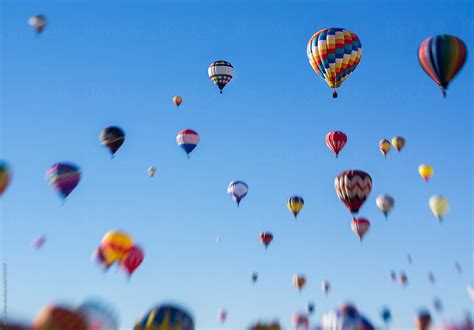 Hot Air Balloons Assending Into The Blue Sky By Yuko Hirao Balloon