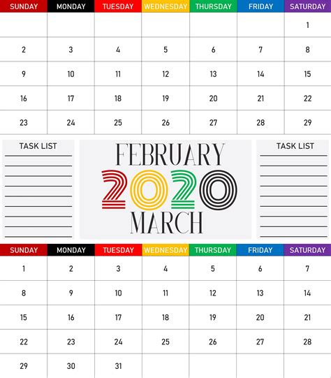 February and March 2020 calendar printable | March 2020 calendar, March calendar, March 2020 