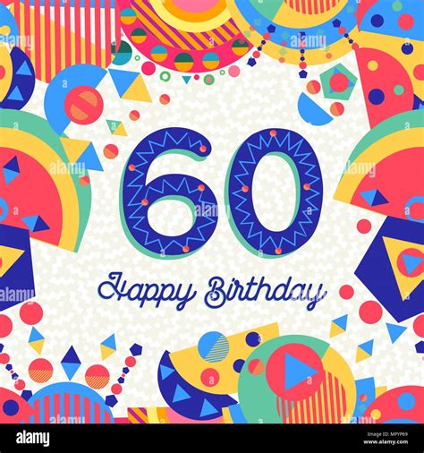 Happy Birthday Sixty 60 Year Fun Design With Number Text Label And