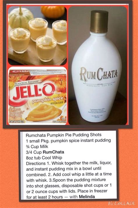 This post contains affiliate links which may. Rum Chata Pumpkin Pie Pudding Shots 1 small Pkg. pumpkin ...
