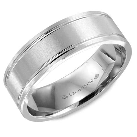 Crownring Classic Wedding Ring For Men Mens Wedding Bands White Gold 14k White Gold Wedding