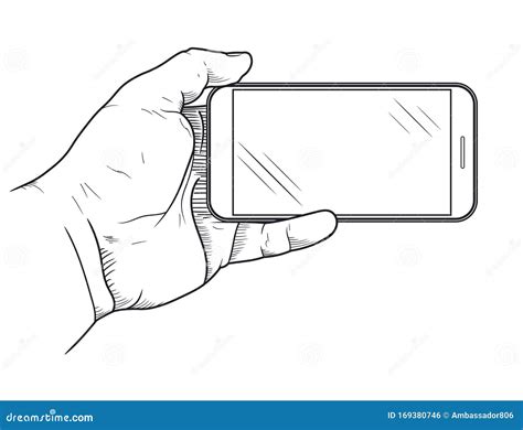 Mobile Phone In Hand Front View Sketch Of Hand Holding Empty