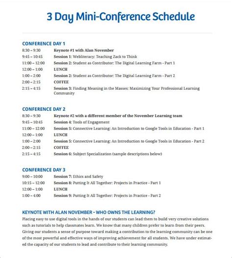 12 Conference Schedule Templates Word Pdf Schedule Template