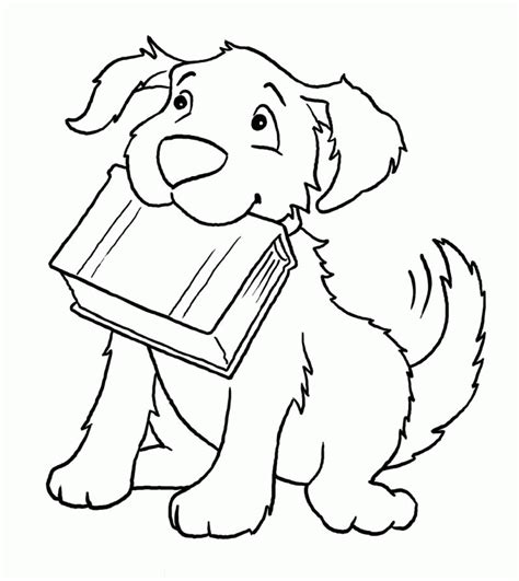 Print Dog With Book Coloring Page Or Download Dog Colouring Pages