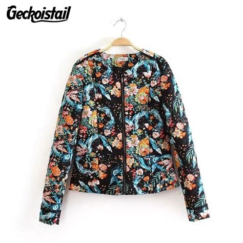 Geckoistail The Autumn Winter Womens Print Jacket Parka Fashion Casual