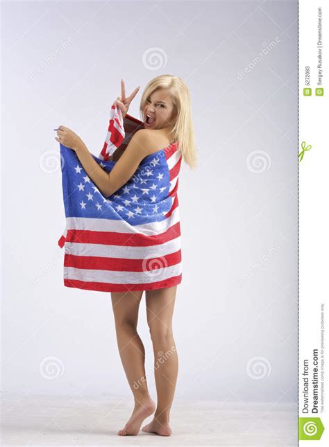 Naked Girl American Flag