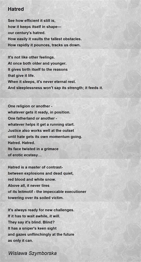 Hatred Poem by Wislawa Szymborska - Poem Hunter