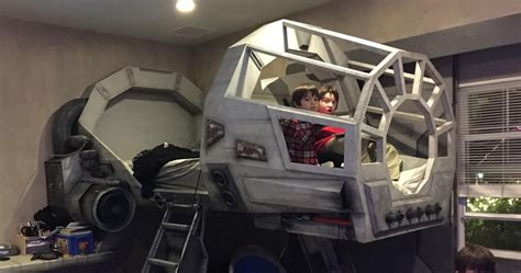 Father Builds His Son A Star Wars Millennium Falcon Bed Bored Panda