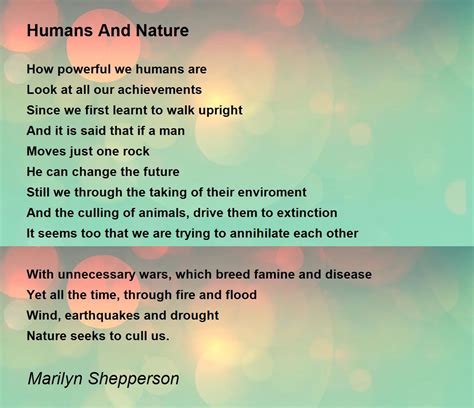 humans and nature poem by marilyn shepperson poem hunter