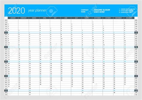 Year Calendar Planner 2020 Calendar Printables Free Templates
