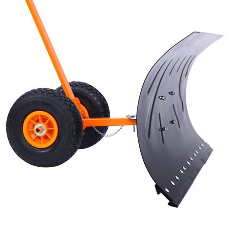Ohuhu Adjustable Wheeled Snow Shovel Pusher Rolling Snow Plow Shovels