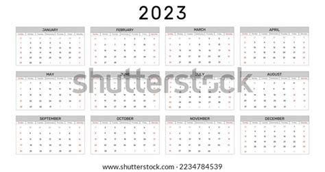 Calendar 2023 Year Vector Illustration Annual Stock Vector Royalty