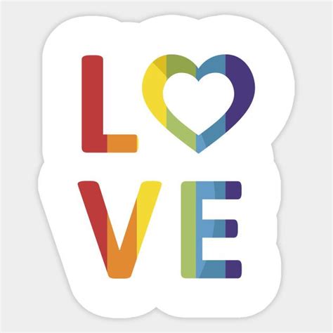 Love And Pride Retro Rainbow Love Stickers Rainbow Heart Gay Pride